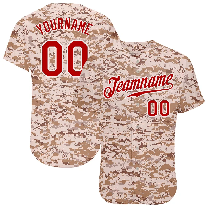 Baseball Jersey with Cool Technology-Custom Camo Red-White Authentic Salute To Service Baseball Jersey