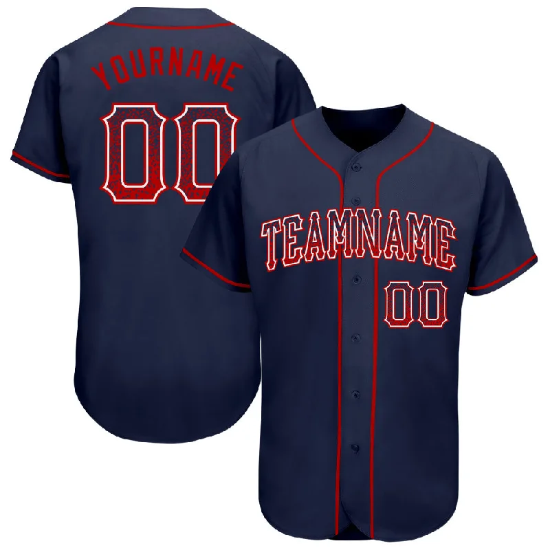 Baseball Jersey with Player Customization-Custom Navy Red-White Authentic Drift Fashion Baseball Jersey