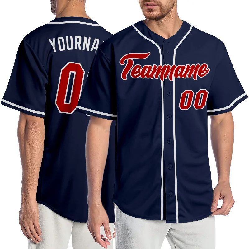 Baseball Jersey with Retro Colors-Custom Navy Red-White Authentic Baseball Jersey