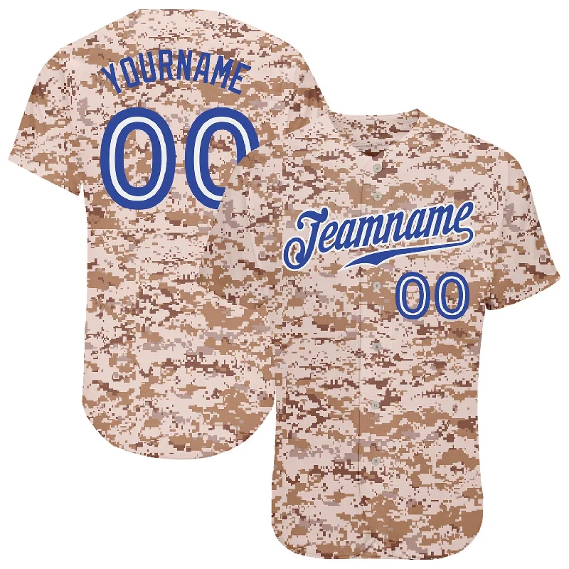 Baseball Jersey for Coaches-Custom Camo Royal-White Authentic Salute To Service Baseball Jersey