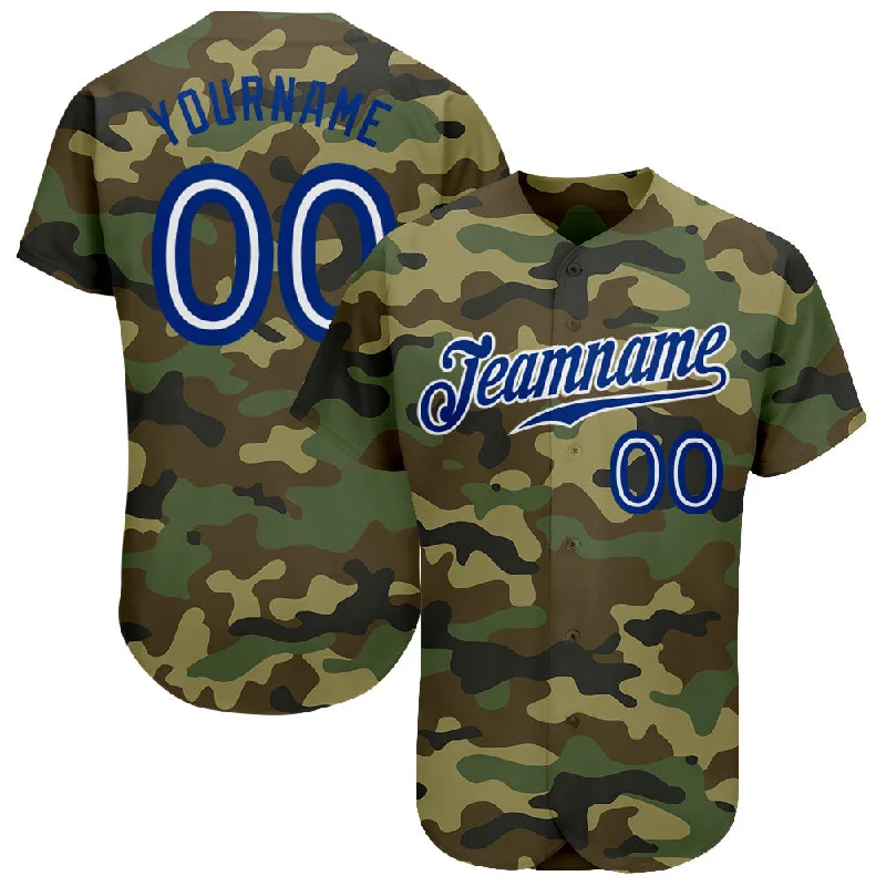 Baseball Jersey for Sports Teams-Custom Camo Royal-White Authentic Salute To Service Baseball Jersey