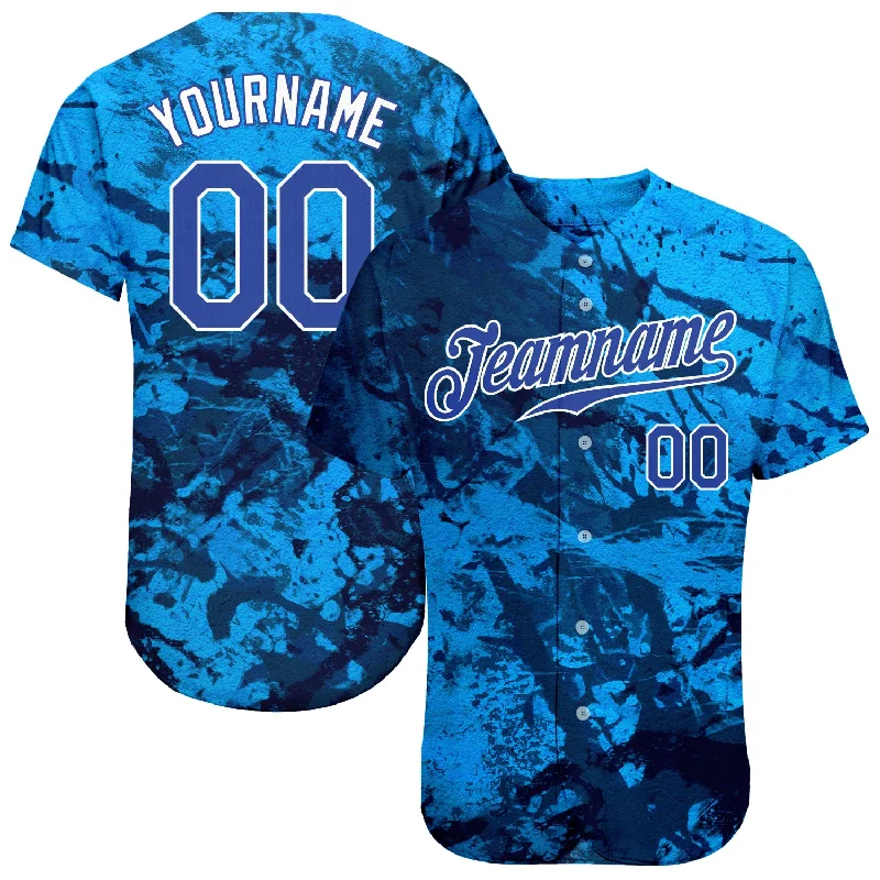 Baseball Jersey with Athletic Fit-Custom Graffiti Pattern Royal-White 3D Authentic Baseball Jersey