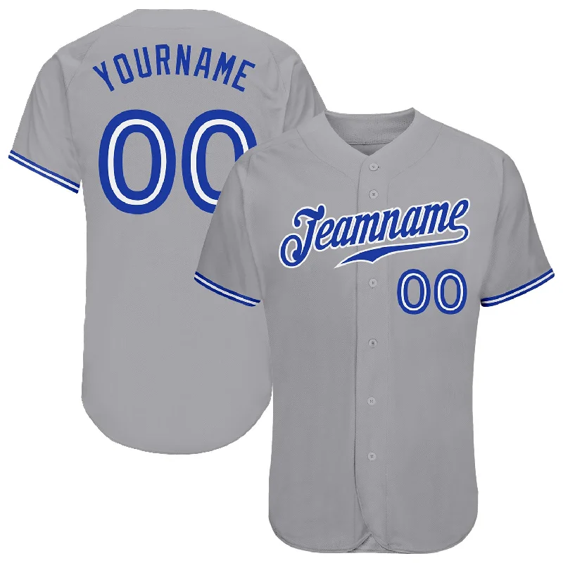 Baseball Jersey for Youth Teams-Custom Gray Royal-White Authentic Baseball Jersey