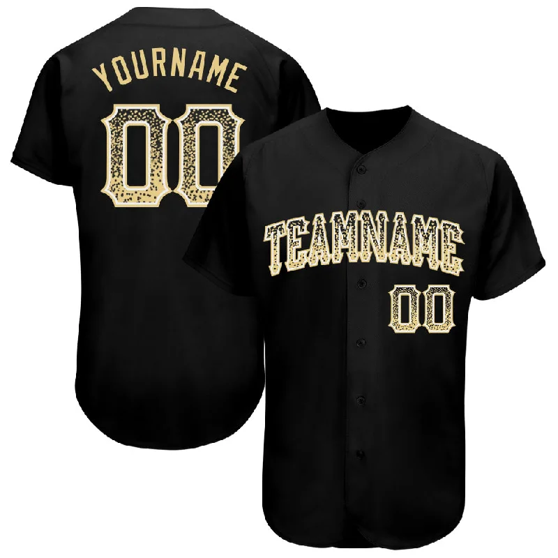 Custom Baseball Jersey for Adults-Custom Black Vegas Gold-White Authentic Drift Fashion Baseball Jersey