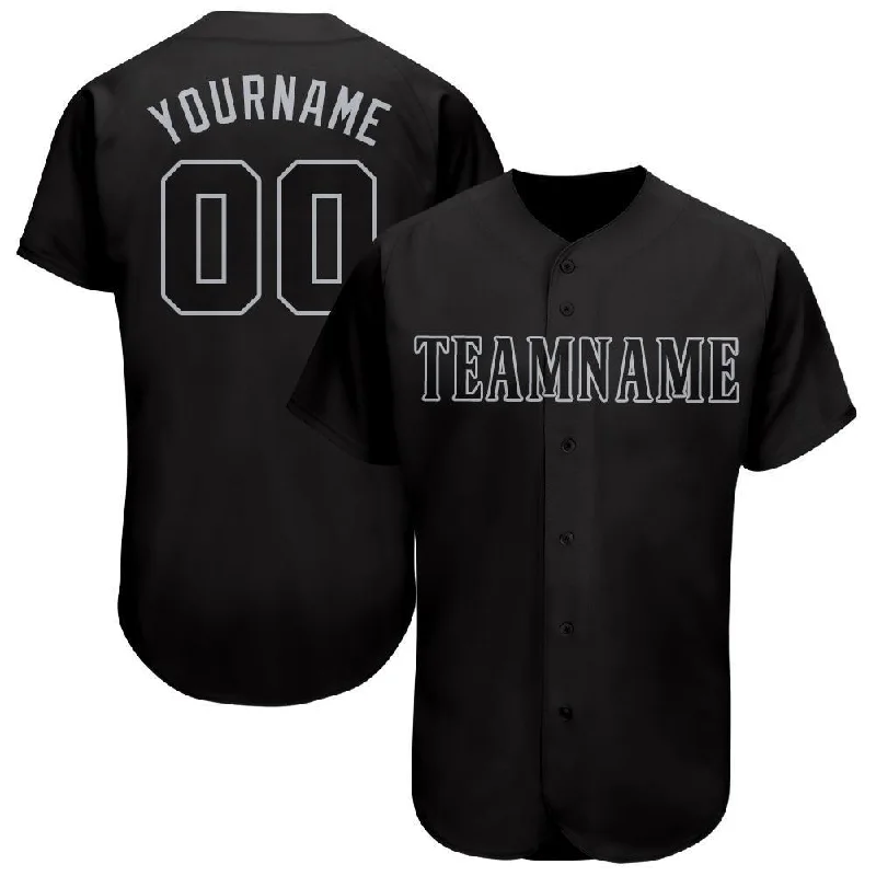 Custom Baseball Jersey for Sports Fans-Custom Black Gray Baseball Jersey