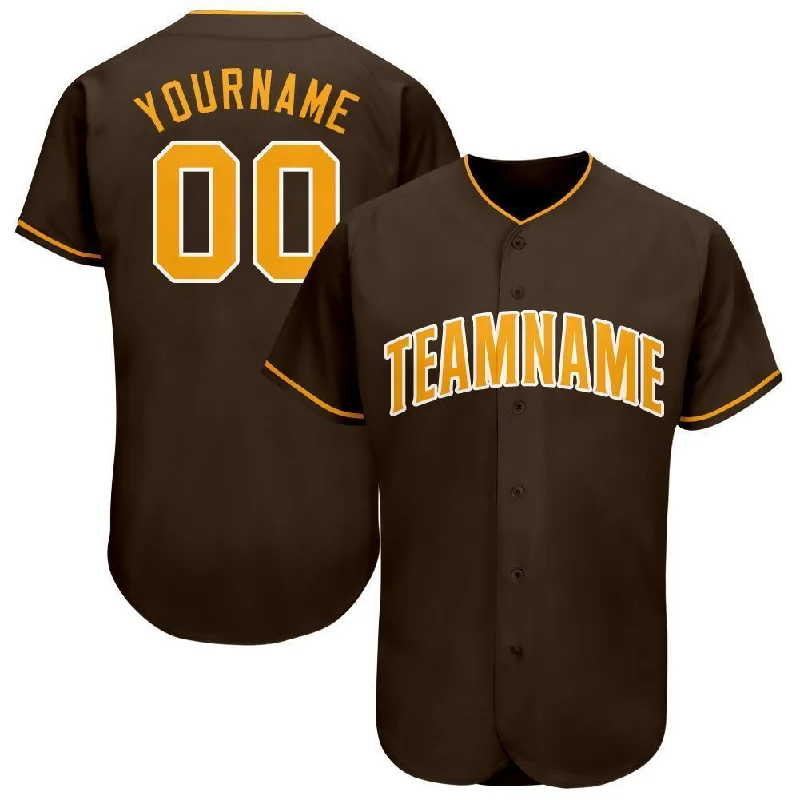 Baseball Jersey for Team Spirit-Custom Brown Gold-White Baseball Jersey