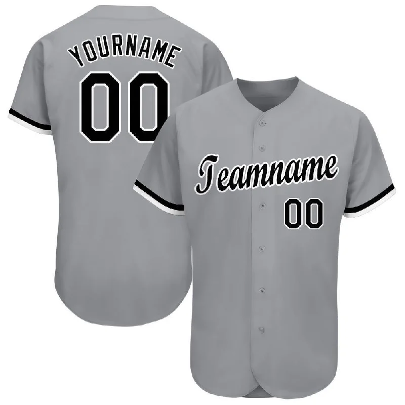 Custom Baseball Jersey for Sports Fans-Custom Gray Black-White Baseball Jersey