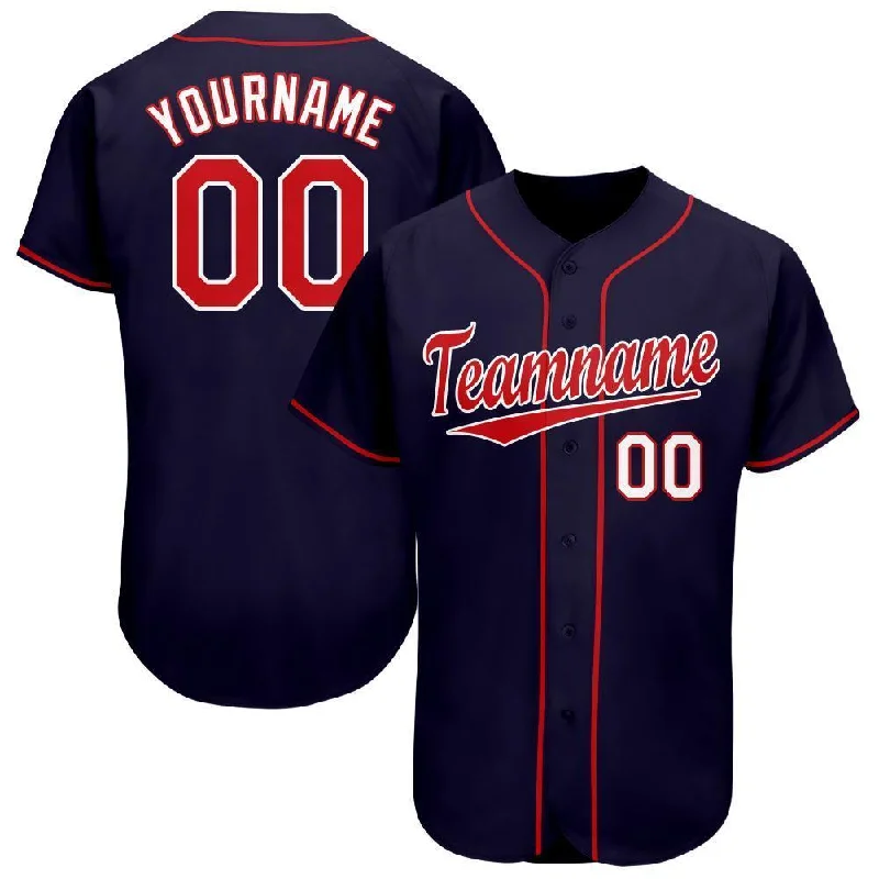 Baseball Jersey for Summer Teams-Custom Navy Red-White Baseball Jersey