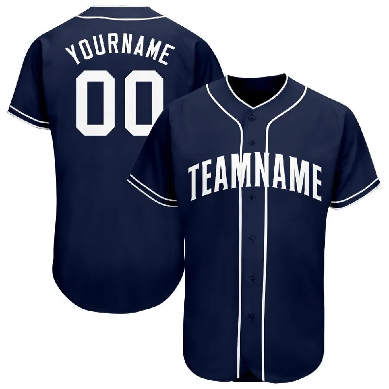 Baseball Jersey for School Sports-Custom Navy White Baseball Jersey