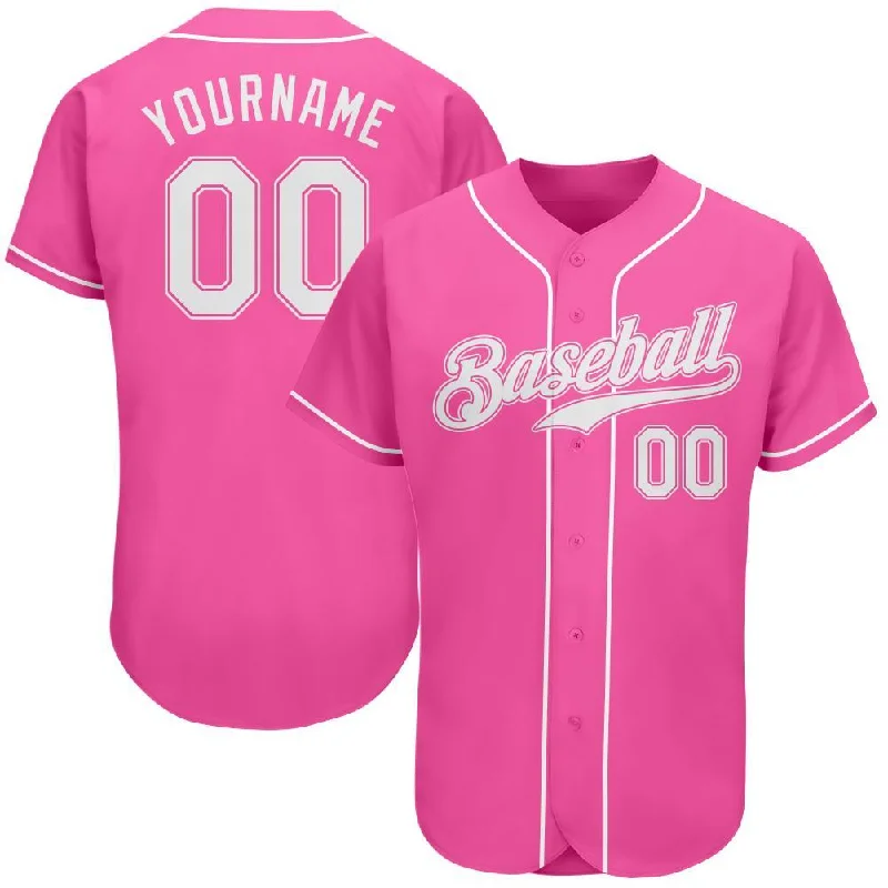 Baseball Jersey for Friends Groups-Custom Pink White Authentic Baseball Jersey