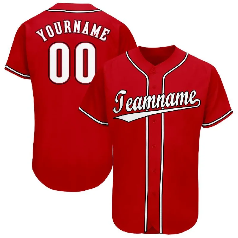 Baseball Jersey with Team Number-Custom Red White-Black Baseball Jersey