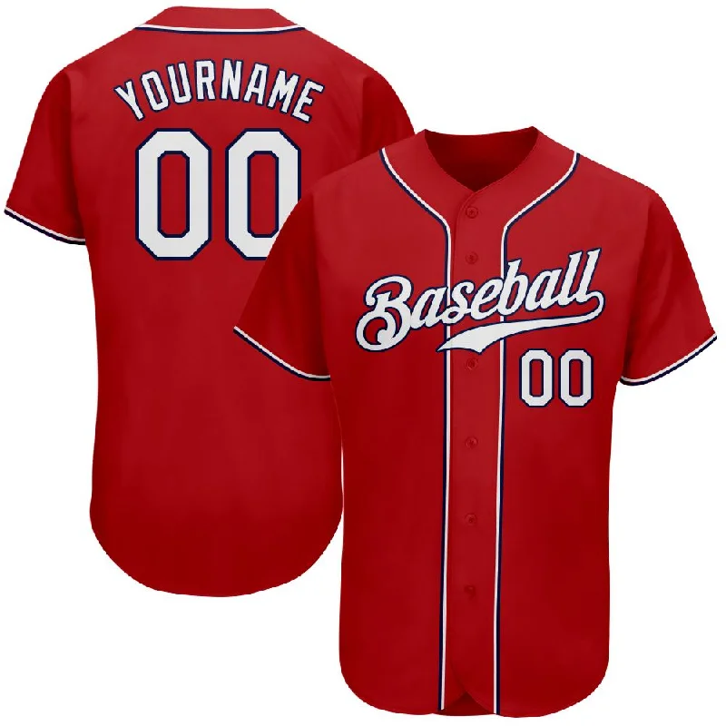 Baseball Jersey for New Players-Custom Red White-Navy Authentic Baseball Jersey