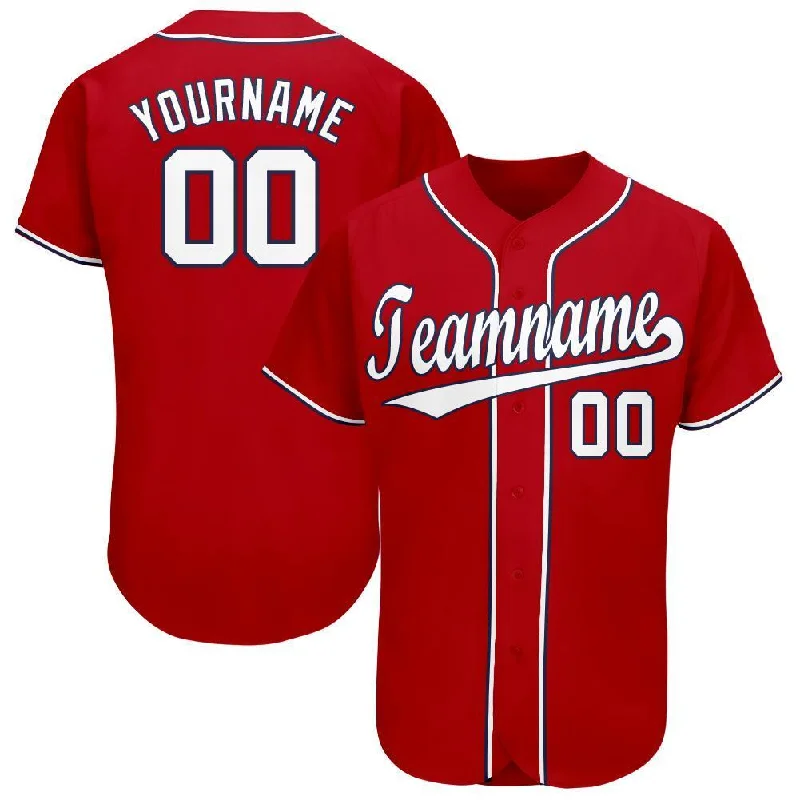 Baseball Jersey for Home Uniforms-Custom Red White-Navy Baseball Jersey