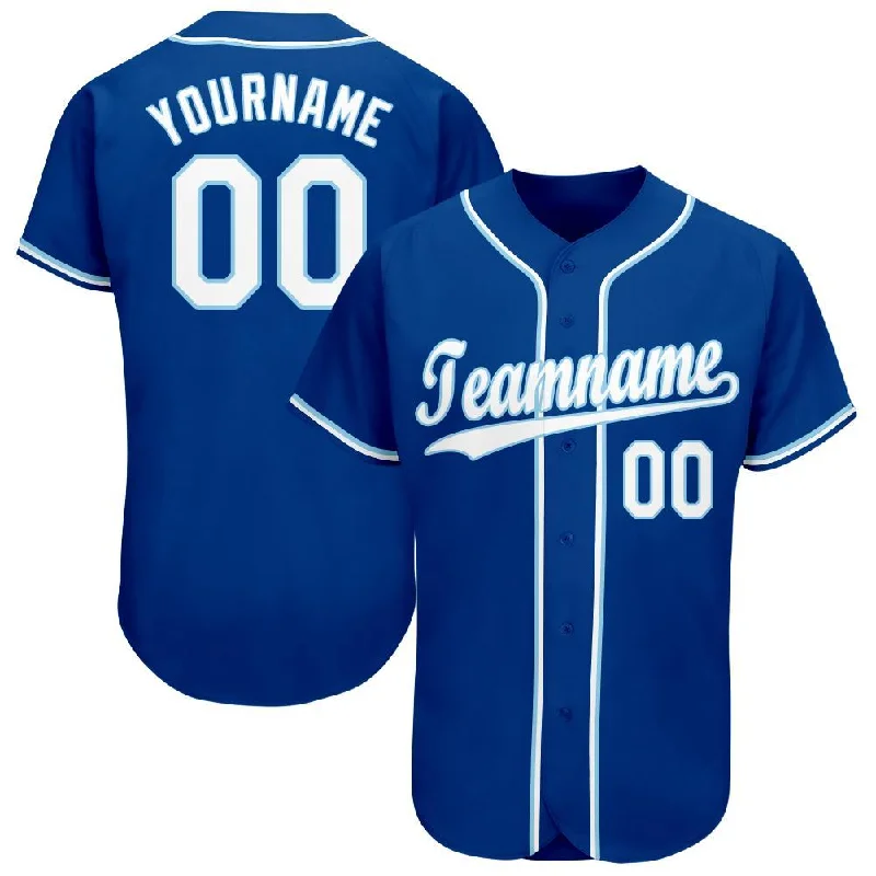 Custom Baseball Jersey for Fans-Custom Royal White-Light Blue Baseball Jersey