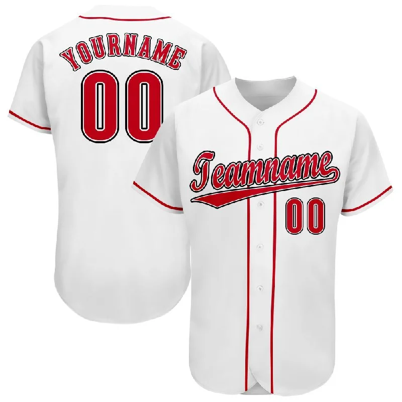 Baseball Jersey with Soft Fabric-Custom White Red-Black Baseball Jersey