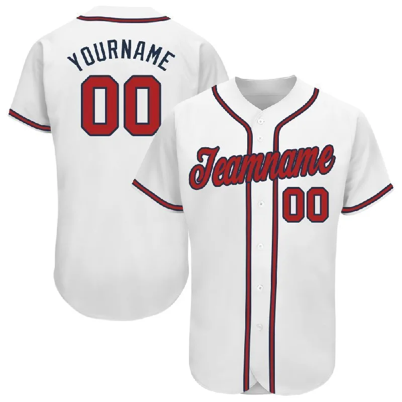 Baseball Jersey with Reversible Design-Custom White Red-Navy Baseball Jersey