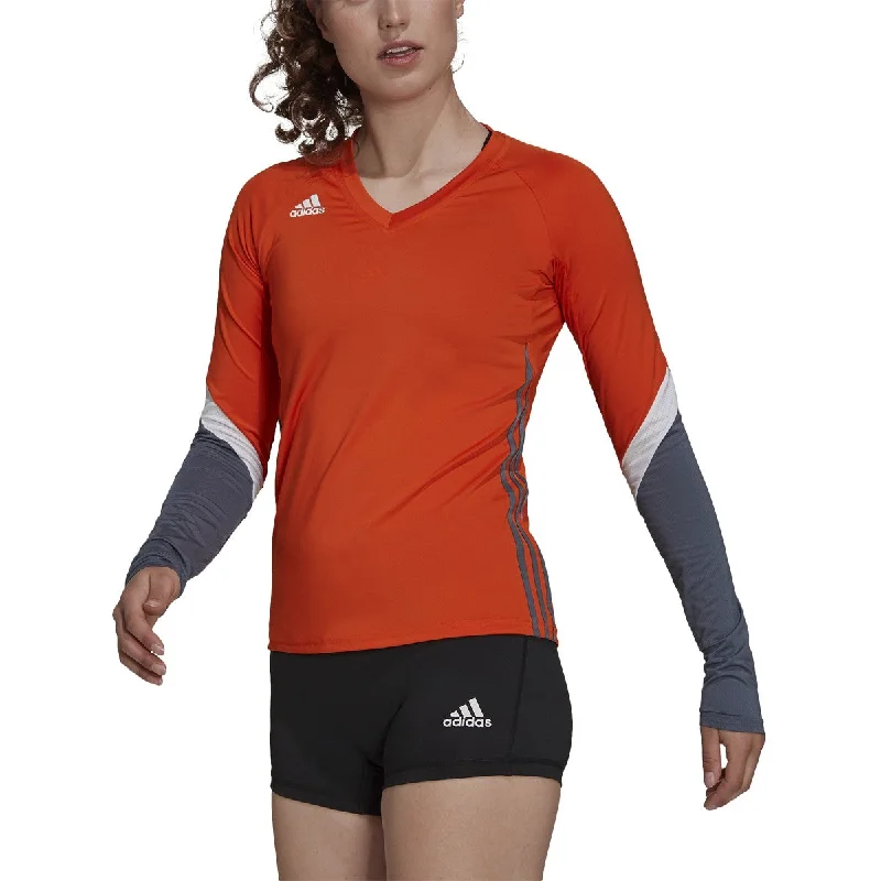 Custom Volleyball Jersey with Mesh Panels-adidas Women's Quickset Long Sleeve Multicolor Volleyball Jersey