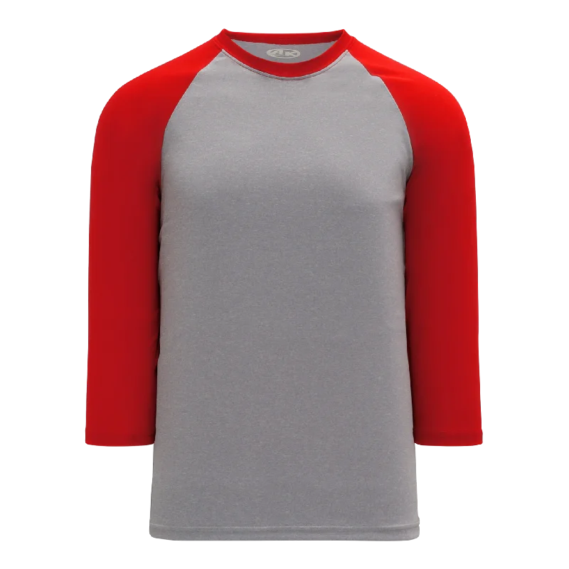 Custom Volleyball Jersey with Initials-Athletic Knit (AK) V1846A-923 Adult Heather Grey/Red Volleyball Jersey