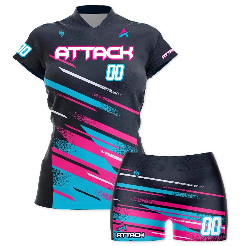 Volleyball Jersey with Mesh Sleeves-Attack Womans Volleyball Uniforms