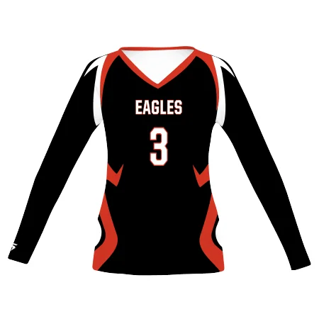 Volleyball Jersey for Softball Leagues-Girl's Freestyle Sublimated Turbo Long Sleeve Volleyball Jersey