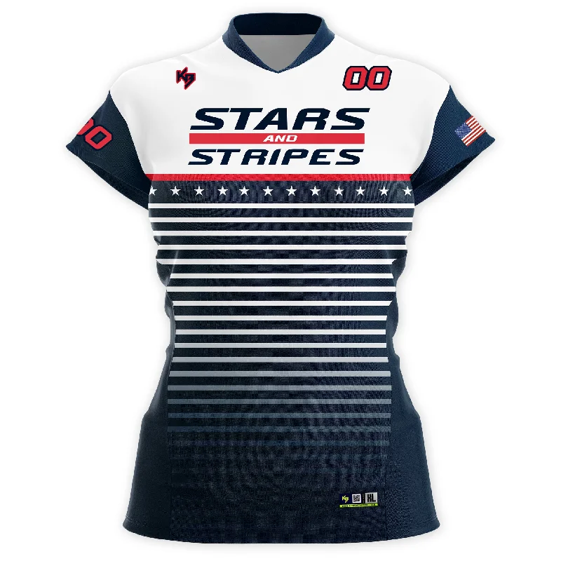 Volleyball Jersey for School Sports-Stars And Stripes Womans Volleyball Jersey